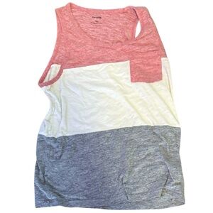 Men’s Express Color Block Tank Top Shirt M Red White Gray